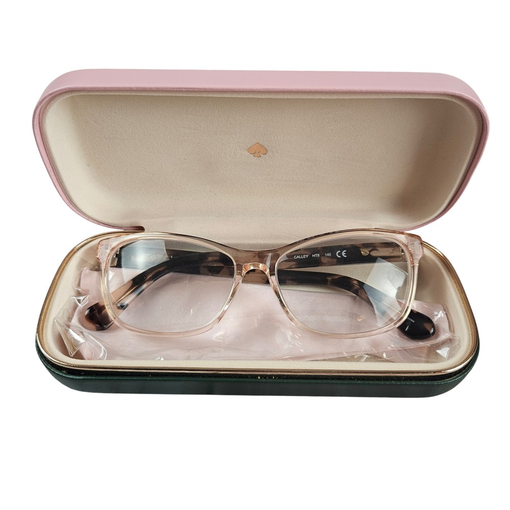Kate Spade‎ Calley HT8 eyeglasses, transparent pink havana acetate 52 140